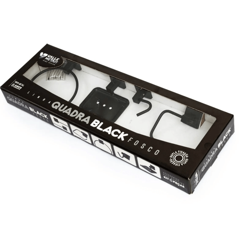 Kit Acessórios para Fixar Inox Quadra com 5 peças Preto Fosco - VALLE